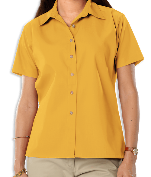 Blue Generation Women's Scotchgard Short Sleeve Dress Shirt - Printed in Yellow