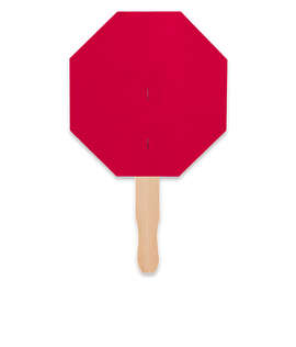 Full Color Octagon Hand Fan - Color: Cardinal