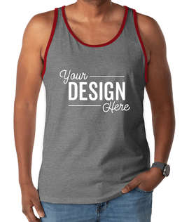 Bella + Canvas Colorblock Tank - Color: Deep Heather / Red