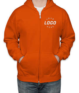 Gildan Midweight Zip Hoodie - Embroidered - Color: Orange