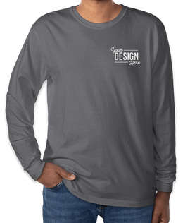 Comfort Colors 100% Cotton Long Sleeve T-Shirt - Embroidered - Color: Denim