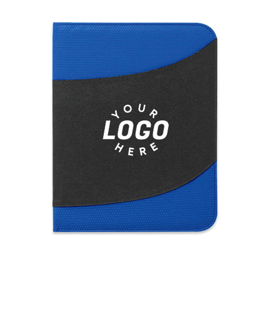Non-Woven Bubble Padfolio in Royal Blue with Black