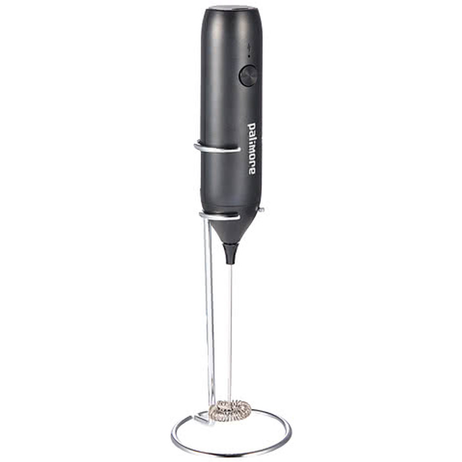 Rechargeable Handheld Milk Frother with Stand in Black