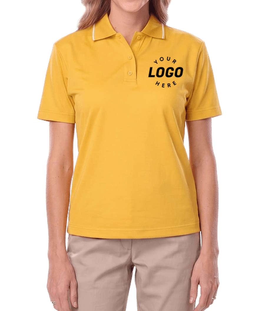 Blue Generation Women’s Trim Tipped Collar Performance Polo in Yellow/White