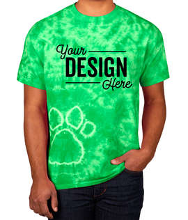 Dyenomite Paw Print Tie-Dye T-shirt - Color: Kelly