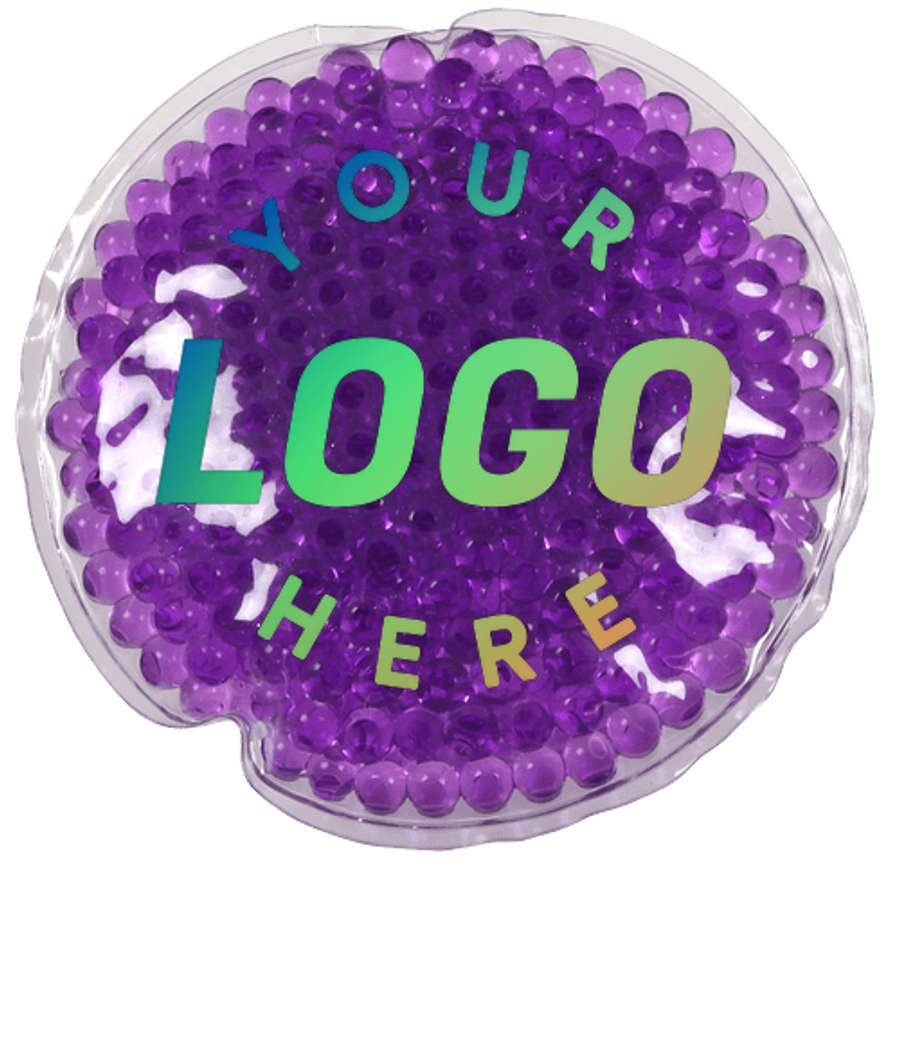 Full Color Round Aqua Pearls Hot/Cold Pack in Purple