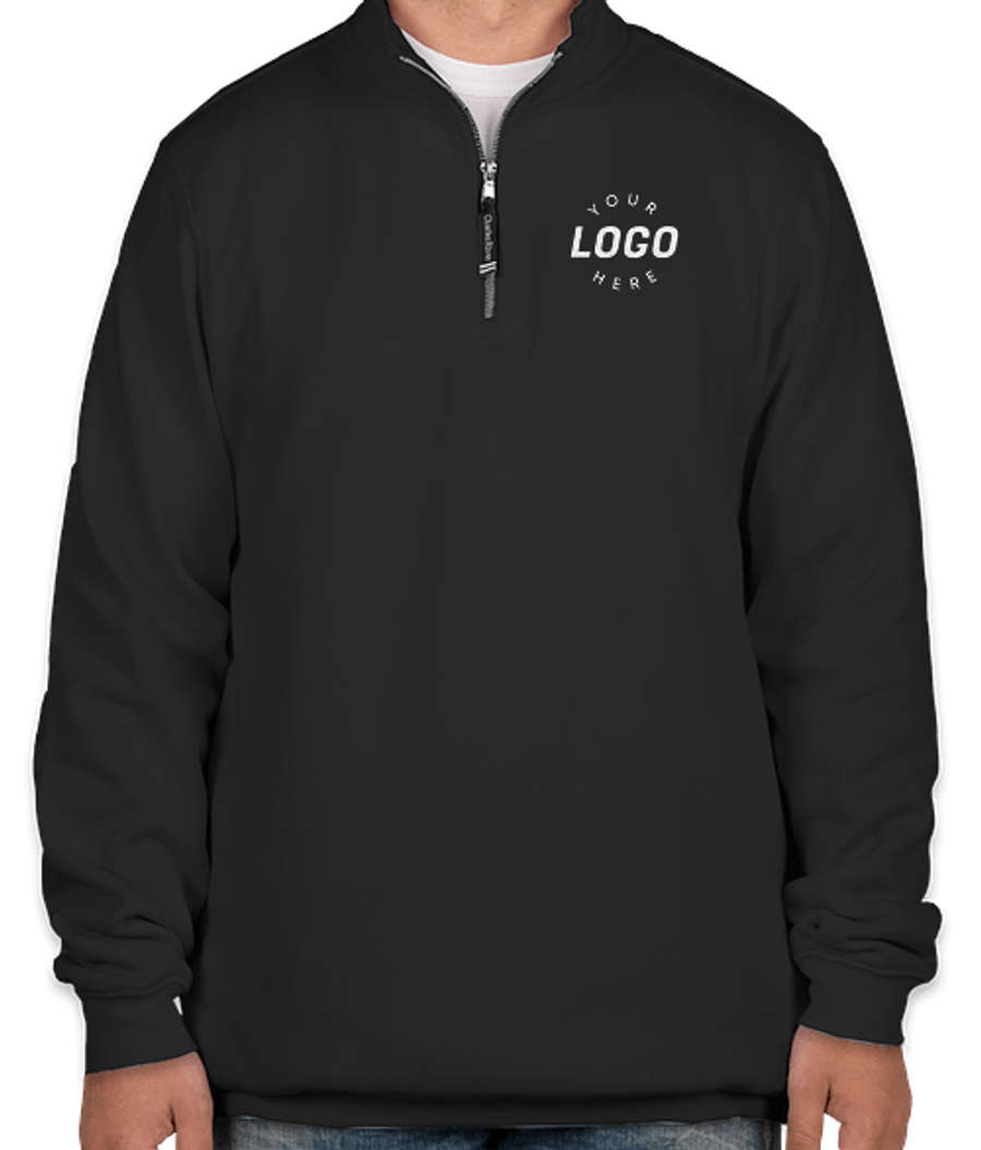 Charles River Crosswind Quarter Zip Sweatshirt - Embroidered in Black