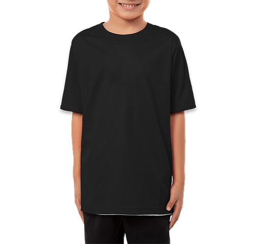 Augusta Youth Short Sleeve Mesh Reversible Jersey in Black / White
