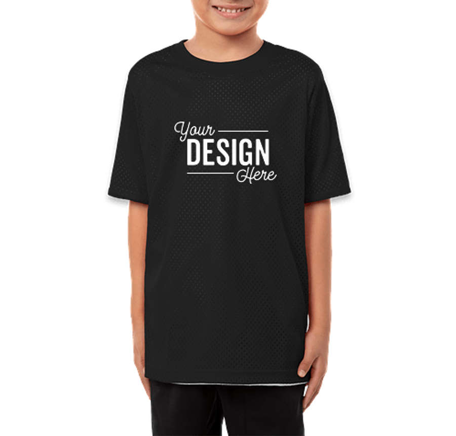 Augusta Youth Short Sleeve Mesh Reversible Jersey in Black / White