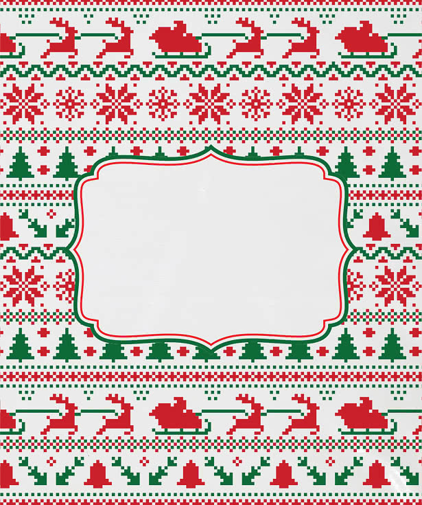 Full Color Ugly Sweater 13" Medium Plastic Handle Bag