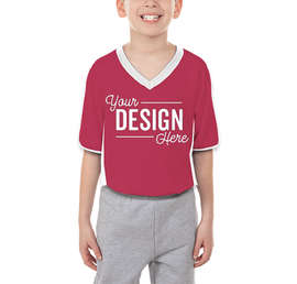 Augusta Youth Cutter+ UPF 50 V-Neck Jersey - Color: Maroon / White