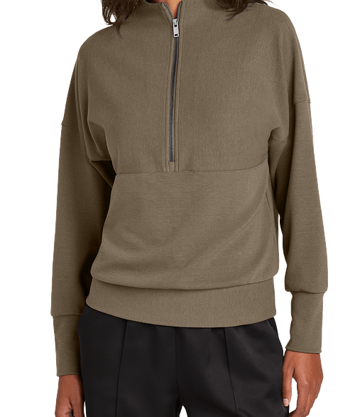 Mercer+Mettle Women's Linear Texture Quarter Zip Sweatshirt in Warm Taupe