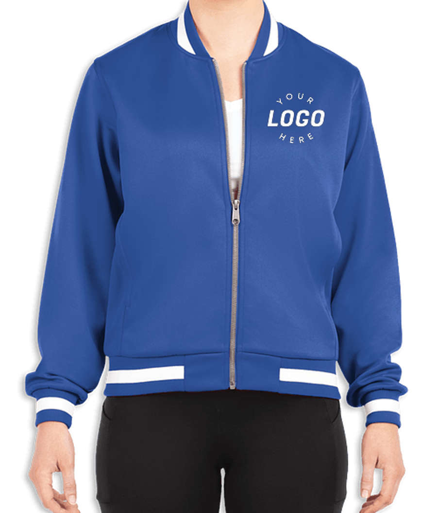 Holloway Women's V-Street Striped Fleece Jacket in Royal / White
