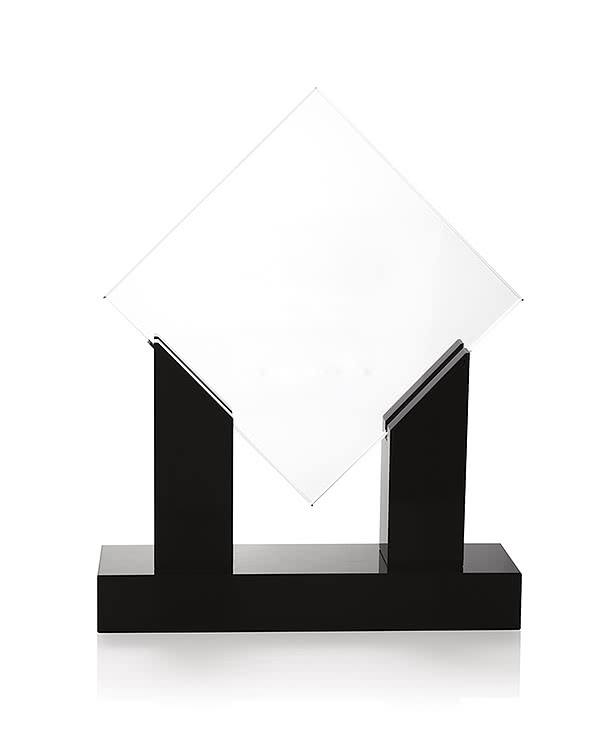 Laser Engraved Diamond Jade Award with Black Base
