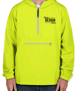 Charles River Pack-N-Go Hooded Packable Anorak - Screen Printed - Color: Neon Yellow
