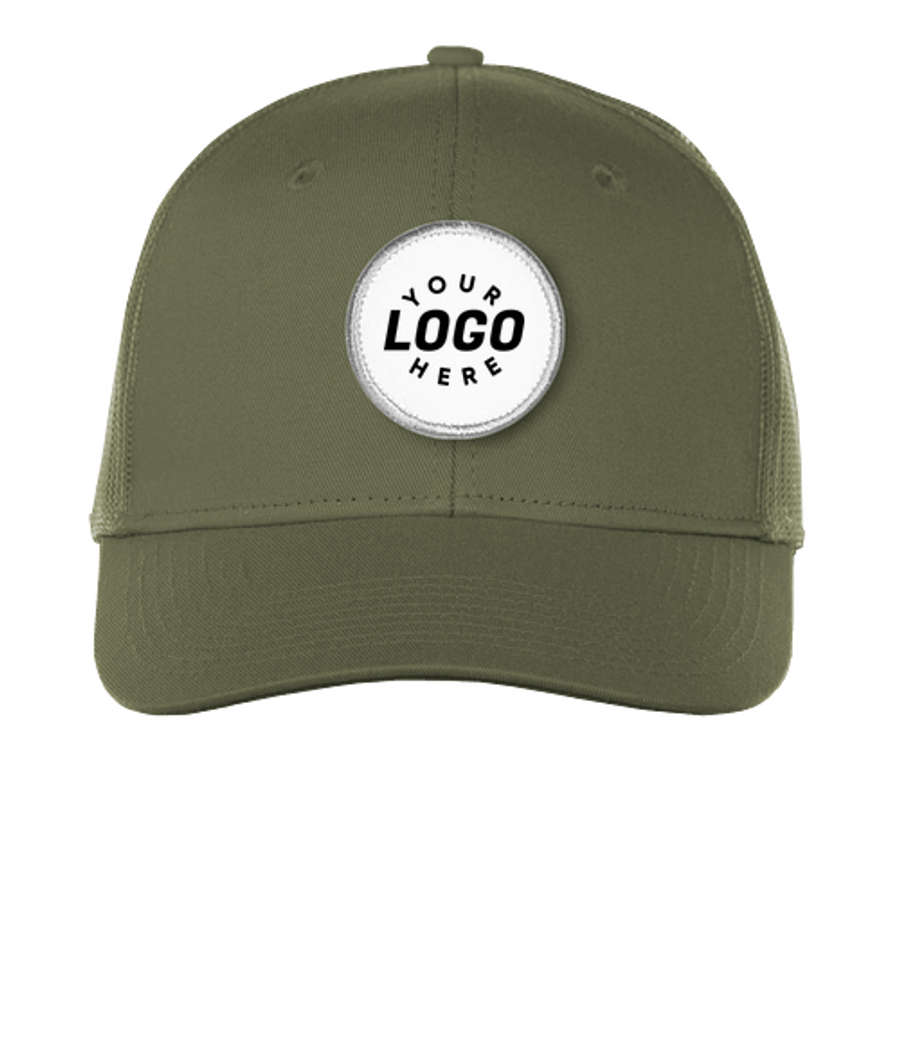 Port Authority Snapback Trucker Hat - Circle Patch - Sublimated in Olive Drab Green