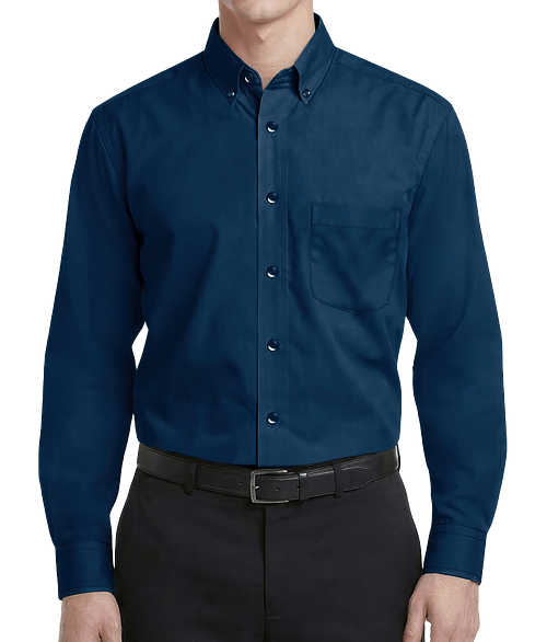 Blue Generation Superblend Poplin Matching Buttons Dress Shirt - Printed in Navy