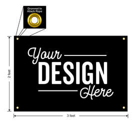 Full Color 3' x 2' Vinyl Banner - Color: Black