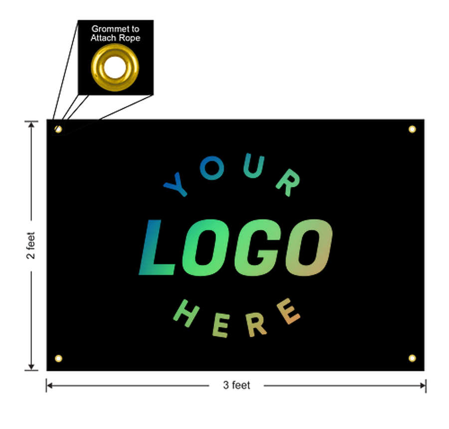 Full Color 3' x 2' Vinyl Banner in Black