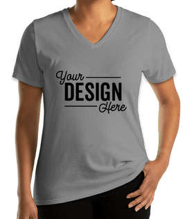 Port & Company Women's Core Cotton V-Neck T-shirt - Color: Medium Grey