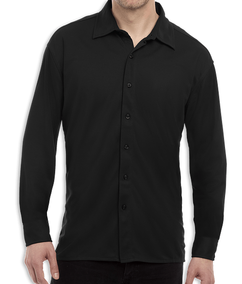Blue Generation BLU-X-DRI Stretch Long Sleeve Woven Shirt in Black