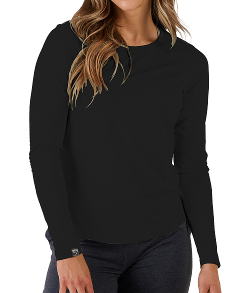 Storm Creek Women's Sightseer Recycled Long Sleeve Performance Shirt in Black