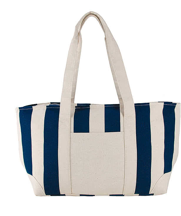Large Striped Canvas Tote Bag