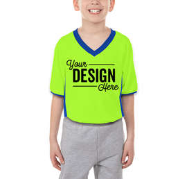 Augusta Youth Cutter+ UPF 50 V-Neck Jersey - Color: Lime / Royal