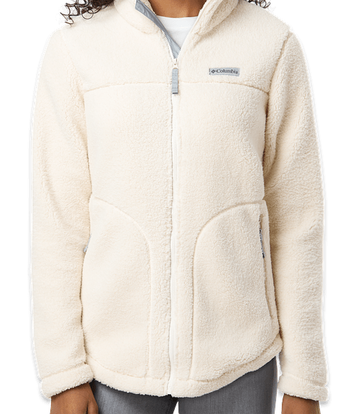 white fuzzy columbia jacket