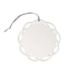 Shatterproof Flat Ornament - Color: White with Silver Cord