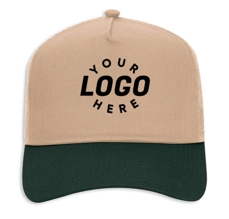 Otto Cap Five-Panel Trucker Hat - Printed in Dark Green / Khaki