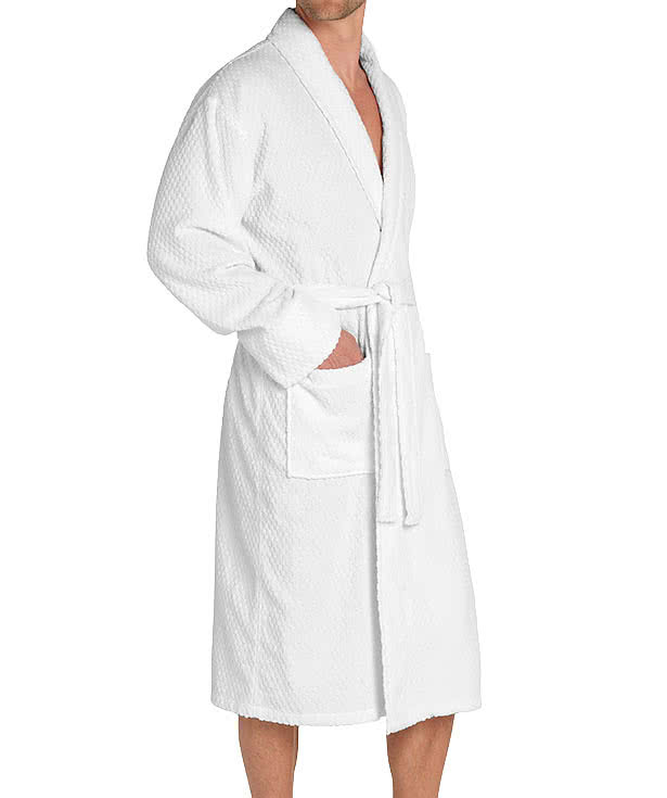 Port Authority Checkered Terry Shawl Collar Robe