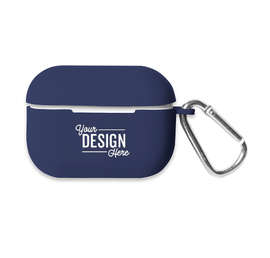 Laser Engraved Earbud Case Cover with Carabiner - Color: Navy