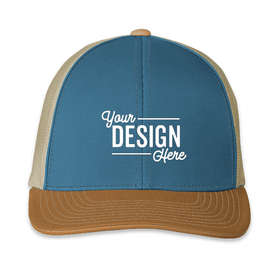 Pacific Headwear Snapback Trucker Hat - Color: Ocean Blue / Beige / Amber Gold