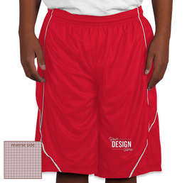 Sport-Tek Youth Micro-Mesh Reversible Contrast Shorts - Color: True Red / White