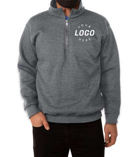 Bayside USA-Made Quarter-Zip Pullover Sweatshirt - Color: Charcoal