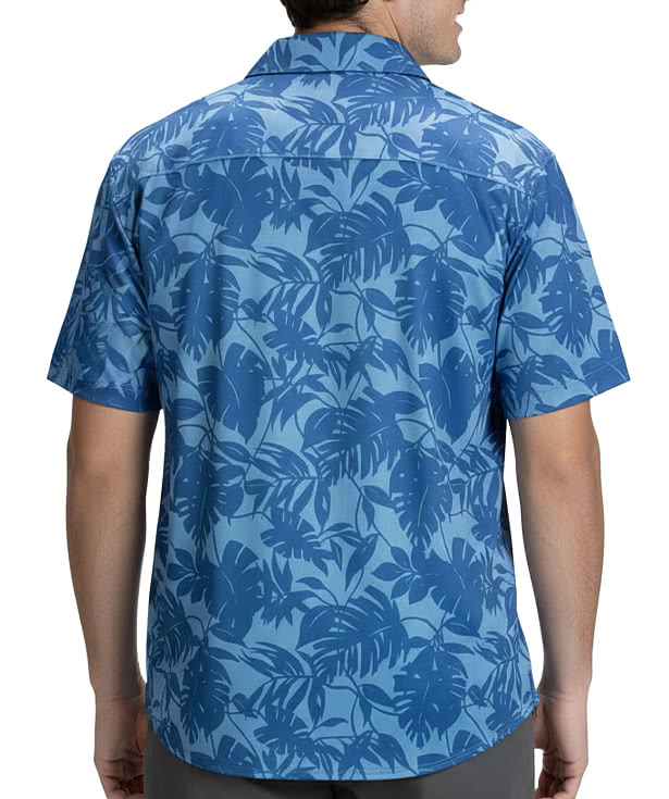 Edwards UPF 40 Palm Leaf Print Short Sleeve Camp Shirt
