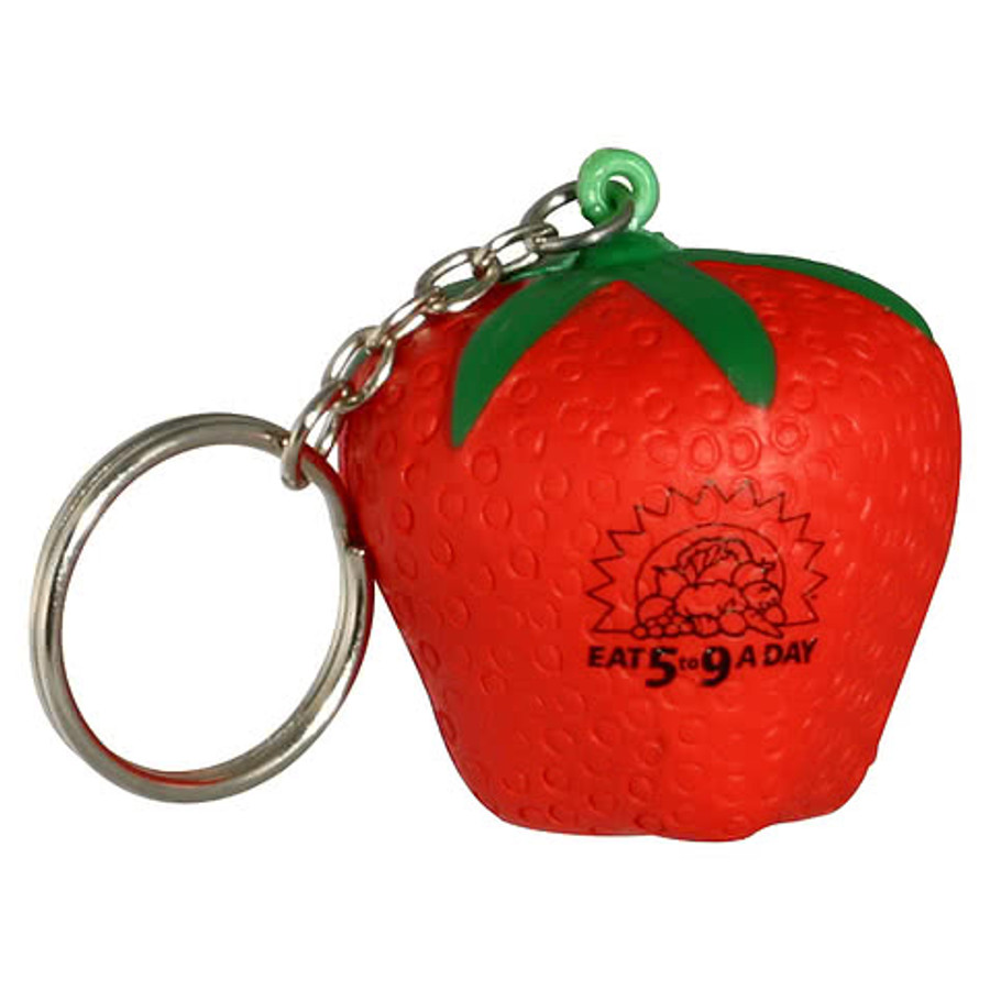 Strawberry Stress Reliever Keychain in Red