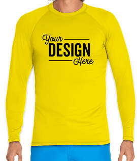 Wet Effect Long Sleeve Rash Guard Shirt - Color: Yellow