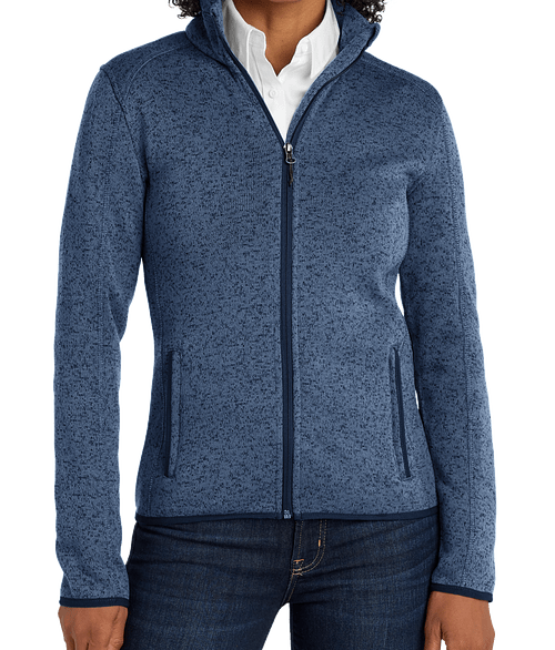 Port Authority Women's Midweight Sweater Fleece Jacket in River Blue Navy Heather
