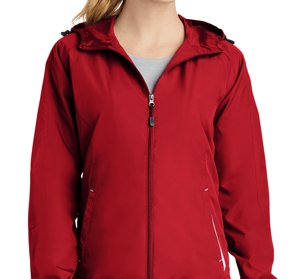 Sport-Tek Women's Full Zip Hooded Windbreaker Jacket-default