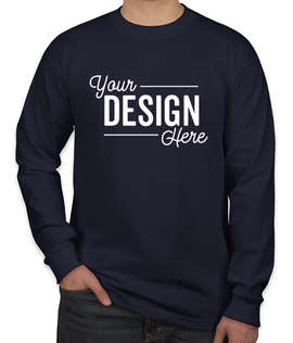 Bayside USA-Made 100% Cotton Long Sleeve T-shirt - Color: Navy