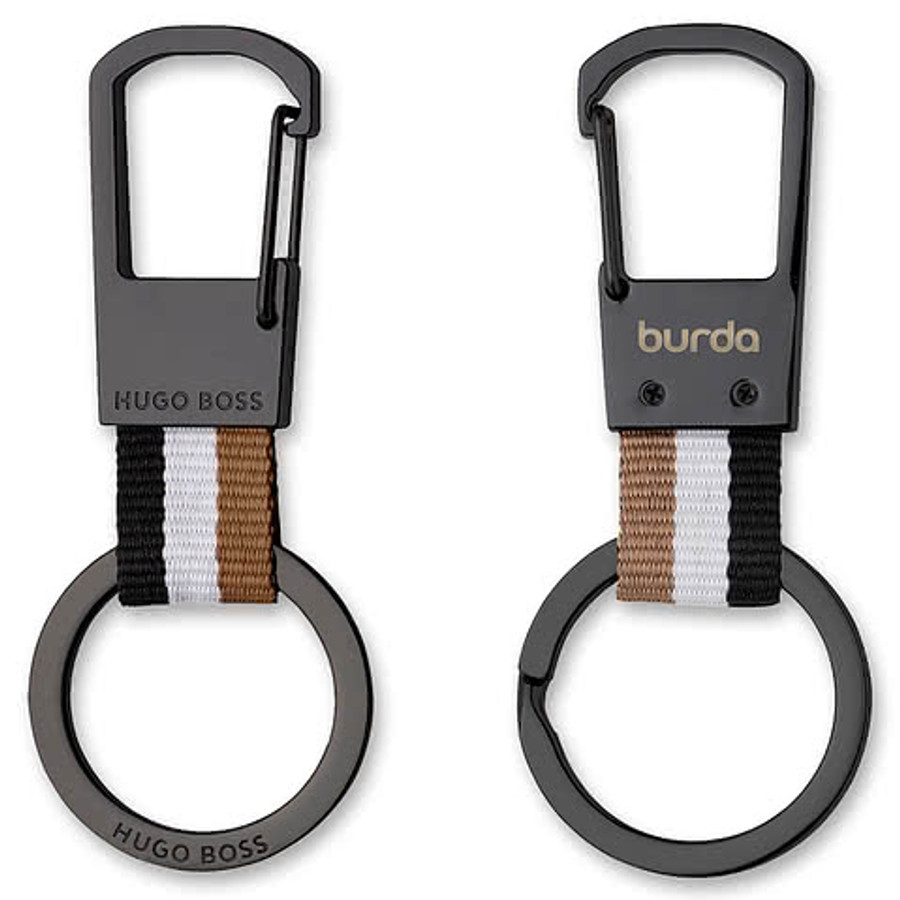 Hugo Boss Laser Engraved Iconic Keychain in Black
