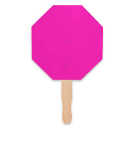 Full Color Octagon Hand Fan - Color: Hot Pink