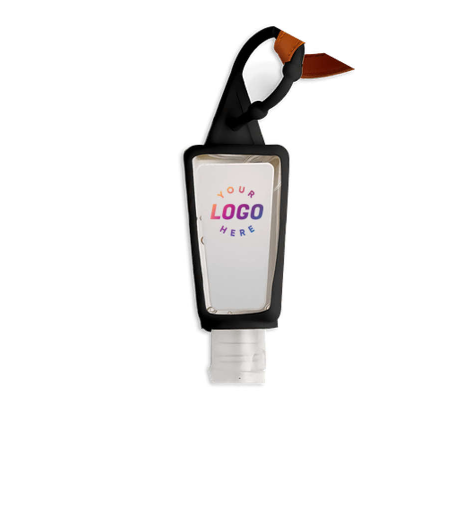 Full Color 1 oz. Gel Hand Sanitizer with Silicone Carabiner in Black