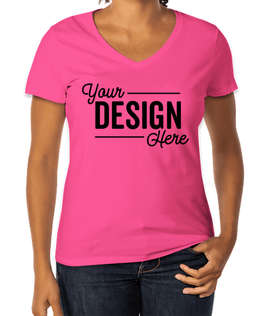 Hanes Women's Perfect-T V-Neck T-shirt - Color: Wow Pink