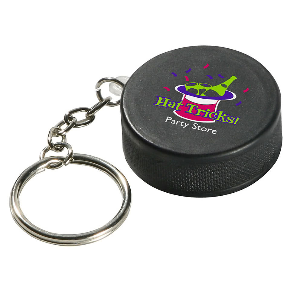Classic Hockey Puck Stress Reliever Keychain