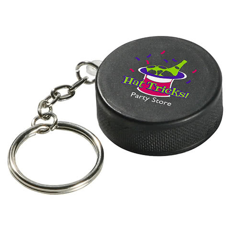 Classic Hockey Puck Stress Reliever Keychain