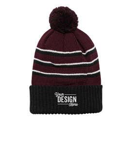 Richardson Stripe Cuffed Beanie - Color: Maroon / Black / White