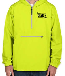 Charles River Pack-N-Go Hooded Packable Anorak - Embroidered - Color: Neon Yellow